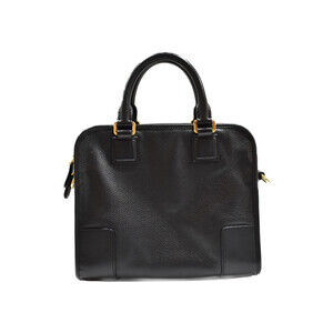 Loewe Shoulder Black Bag Handbag Cruz Leather